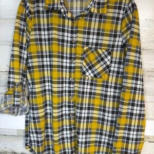Rue21 Yellow and Black Checkered Shirt